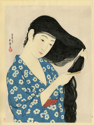 Goyo_Hashiguchi-No_Series-Woman_Combing_her_Hair-00034149-110225-F12